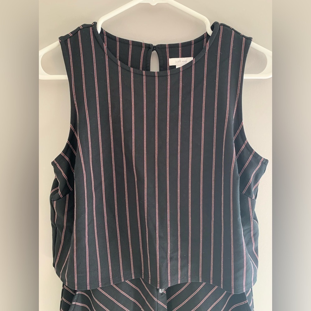 J.Jill Womens Ponte Sleeveless Vertical Striped Tier Layered Shift MIDI Dress XS - Picture 2 of 10